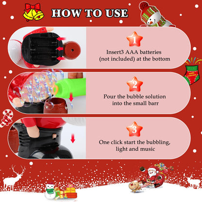 FIZZI SHOP JK SIDHU Bubble Blowing Santa with flashing lights and music, festive holiday decoration, detailed Santa figure with bubbles