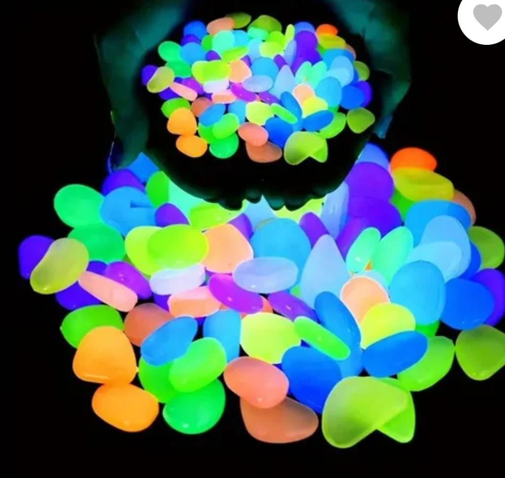 Fluorescent pebbles aquarium decoration with colorful stones for fishtank decor, by Drpshippr pet supplies.