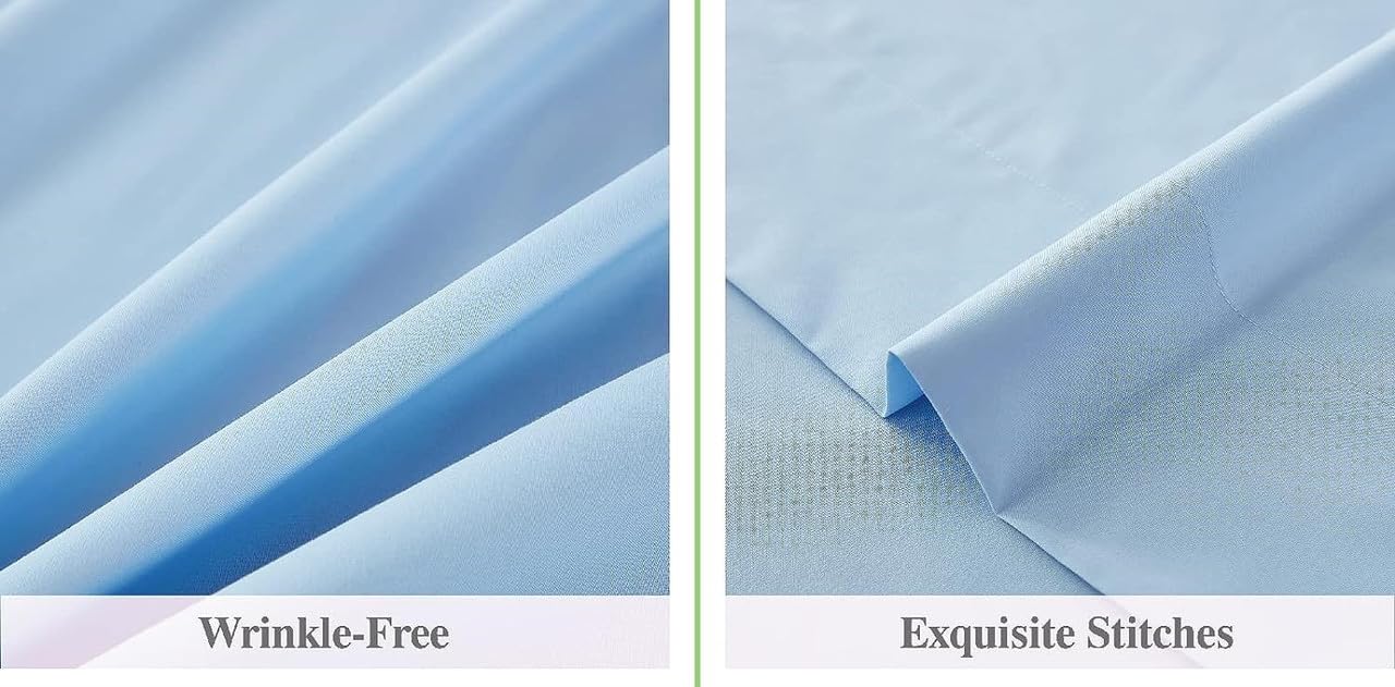 Sky blue microfiber bedsheet for double bed by FIZZI SHOP, soft and comfortable bedding with a smooth texture.