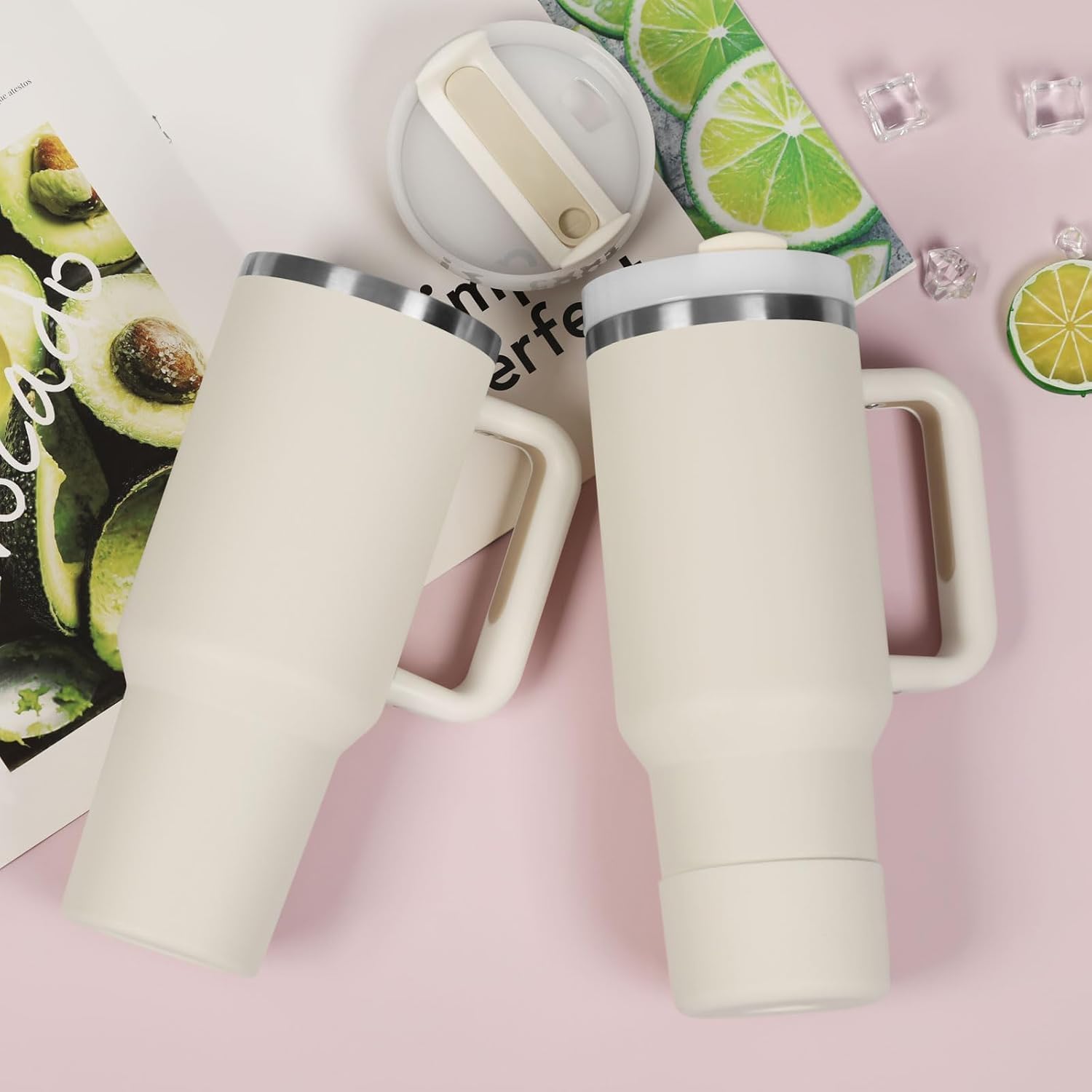 FIZZI SHOP 1200ml tumbler with lid and straw, stainless steel travel mug for hot or cold beverages.
