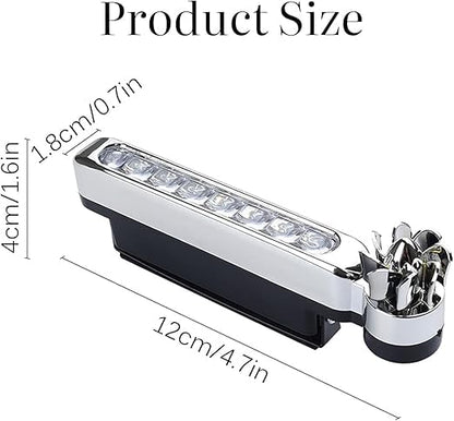 Two FIZZI SHOP decorative daytime running LED lights for cars, shown installed on vehicle front for enhanced visibility.
