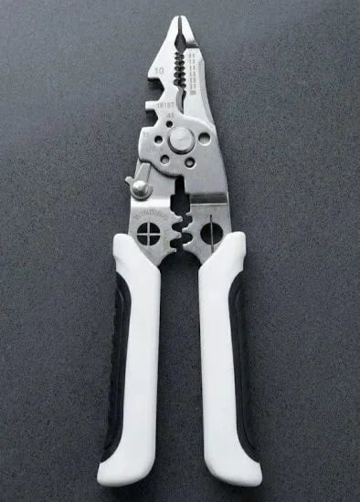 FIZZI SHOP 9-in-1 wire stripper plier with adjustable jaws and ergonomic handle for stripping and cutting electrical wires.