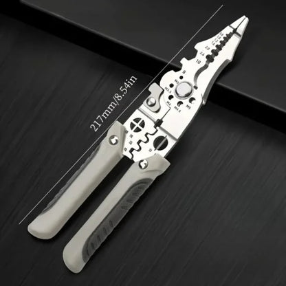 FIZZI SHOP 9-in-1 wire stripper plier with ergonomic handle and multiple stripping functions for electrical work.