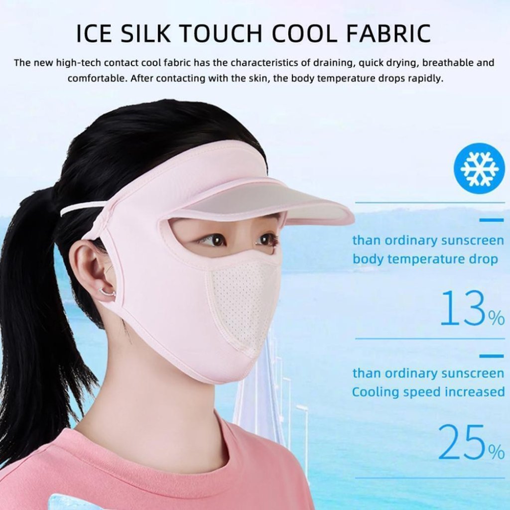 FIZZI SHOP cap with attached face mask, casual style, black fabric, adjustable strap, suitable for outdoor wear