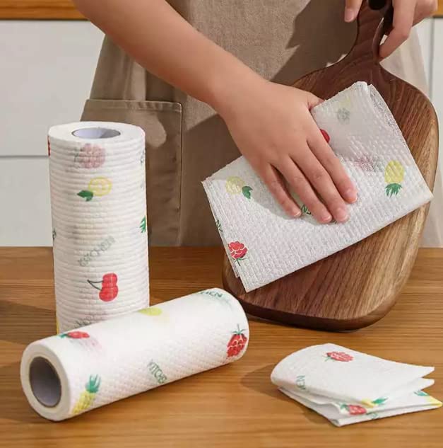 Reusable and washable kitchen tissue roll by FIZZI SHOP, featuring eco-friendly, soft, and durable paper towels for kitchen use.