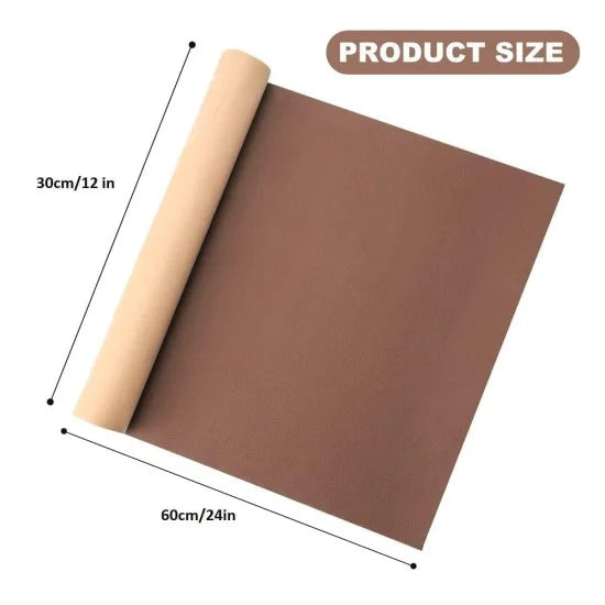 Brown leather patch from FIZZI SHOP, showing textured surface and stitched edges for clothing or accessory embellishment.