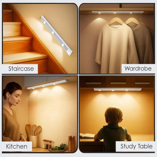 FIZZI SHOP motion sensor under cabinet lights with 3 color options, showcasing sleek design and easy installation.