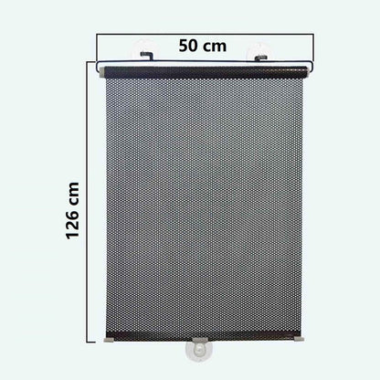 Portable sun shield window cover curtain from FIZZI SHOP blocking sunlight and reducing heat, ideal for car or home windows.