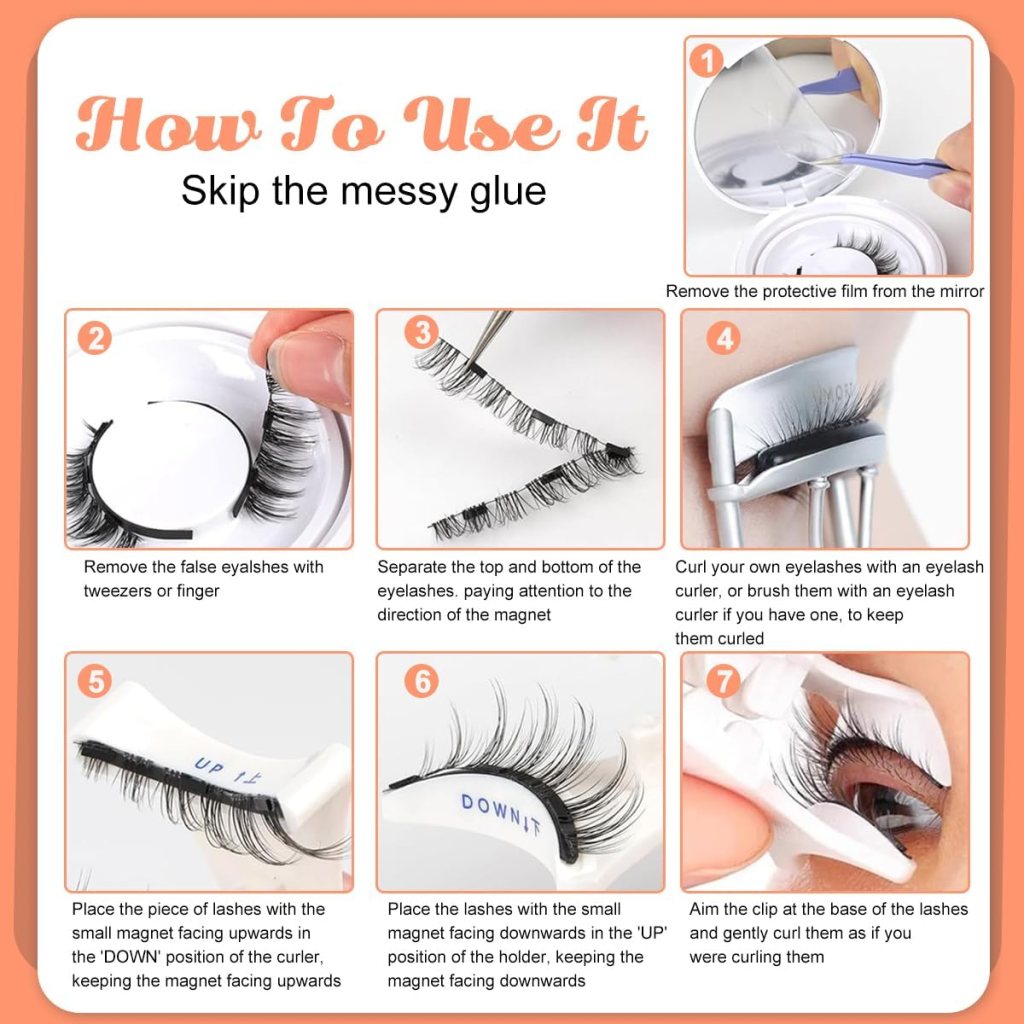 Reusable magnetic eyelashes by FIZZI SHOP, showing sleek false lashes with magnetic strips for easy application and natural look.