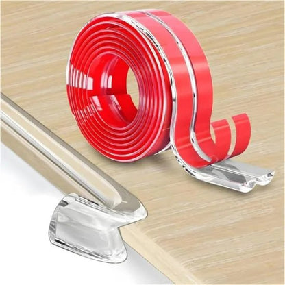 Transparent silicone edge corner protector tape by FIZZI SHOP, showing flexible, clear protective strip on furniture corners.