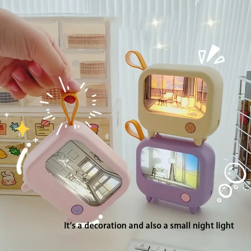 FIZZI SHOP Sunset Night Light TV illuminating a cozy room with warm sunset colors, designed for ambient lighting and relaxation.