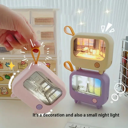 FIZZI SHOP Sunset Night Light TV illuminating a cozy room with warm sunset colors, designed for ambient lighting and relaxation.