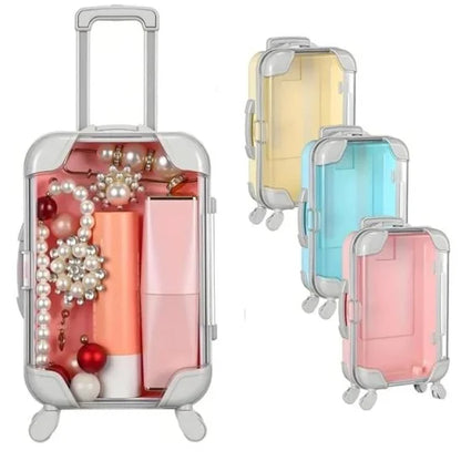 FIZZI SHOP trolley cosmetic suitcase with multiple compartments and sturdy handle, ideal for travel and makeup storage.
