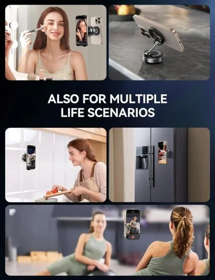 FIZZI SHOP vacuum magnetic phone holder and mobile stand with suction cup, holds smartphone securely for hands-free use.