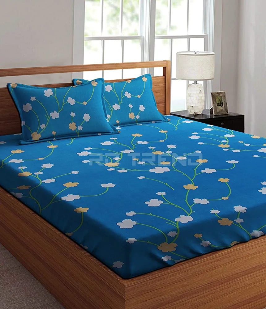 Super soft glace cotton fitted bedsheet with elastic edges and two pillow covers, measuring 72x78 inches, from brand 20027.