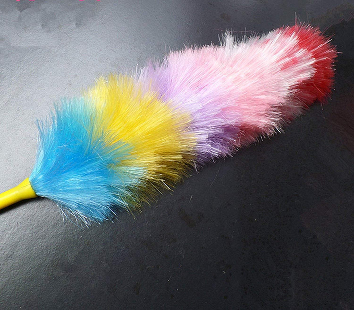 Seasons Neon plastic and microfiber fan cleaning duster with multicolour design and check duster cloth for effective dust removal.