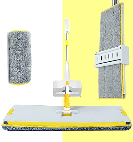 Yellow Seasons Microfiber Slider Squeeze Flat Mop for floor cleaning, designed by FIZZI SHOP with microfiber cleaning pads.