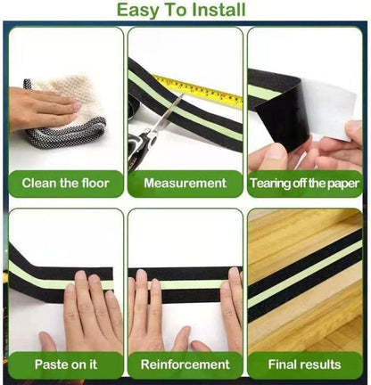 Glow-in-the-dark anti-slip tape by FIZZI SHOP JK SIDHU, showing textured surface with reflective glow for safety and traction.
