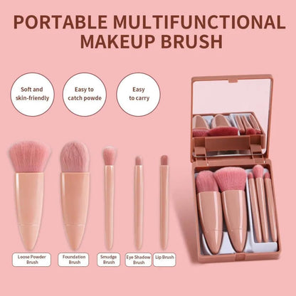 Set of makeup brushes with a mirror case from FIZZI SHOP JK SIDHU, displayed with various brush types and a compact mirror.