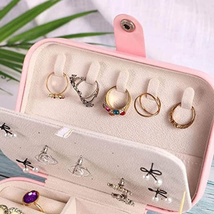 FIZZI SHOP JK SIDHU PU Big Jewellery Box with multiple compartments for organizing rings, necklaces, and earrings.