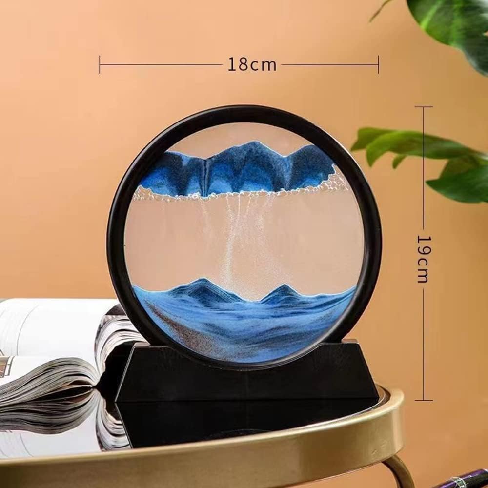 FIZZI SHOP JK SIDHU Quick Sand Art Painting with swirling sand patterns in a clear frame, showcasing vibrant, textured artwork.