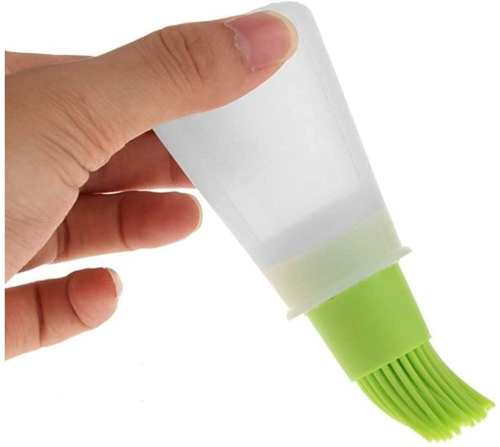 Silicone oil bottle brush with a flexible handle and soft bristles, designed for easy cleaning of oil bottles.