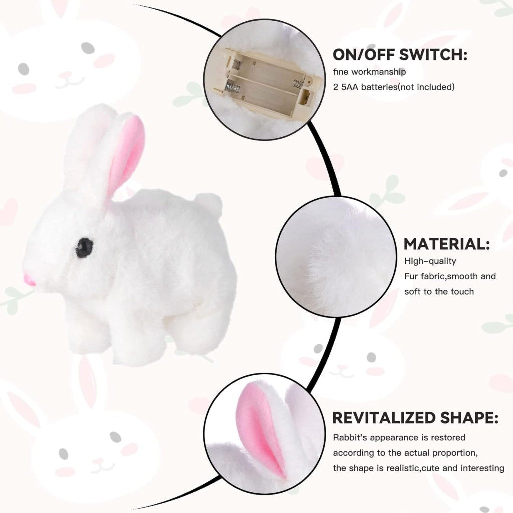 Walking and talking plush rabbit toy from FIZZI SHOP JK SIDHU, featuring realistic movement and expressive features.