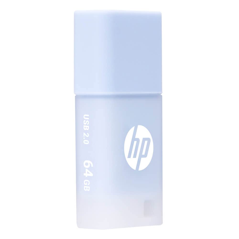 HP USB 2.0 v168 64GB blue pen drive by FIZZI SHOP, compact portable storage device with a blue plastic casing.
