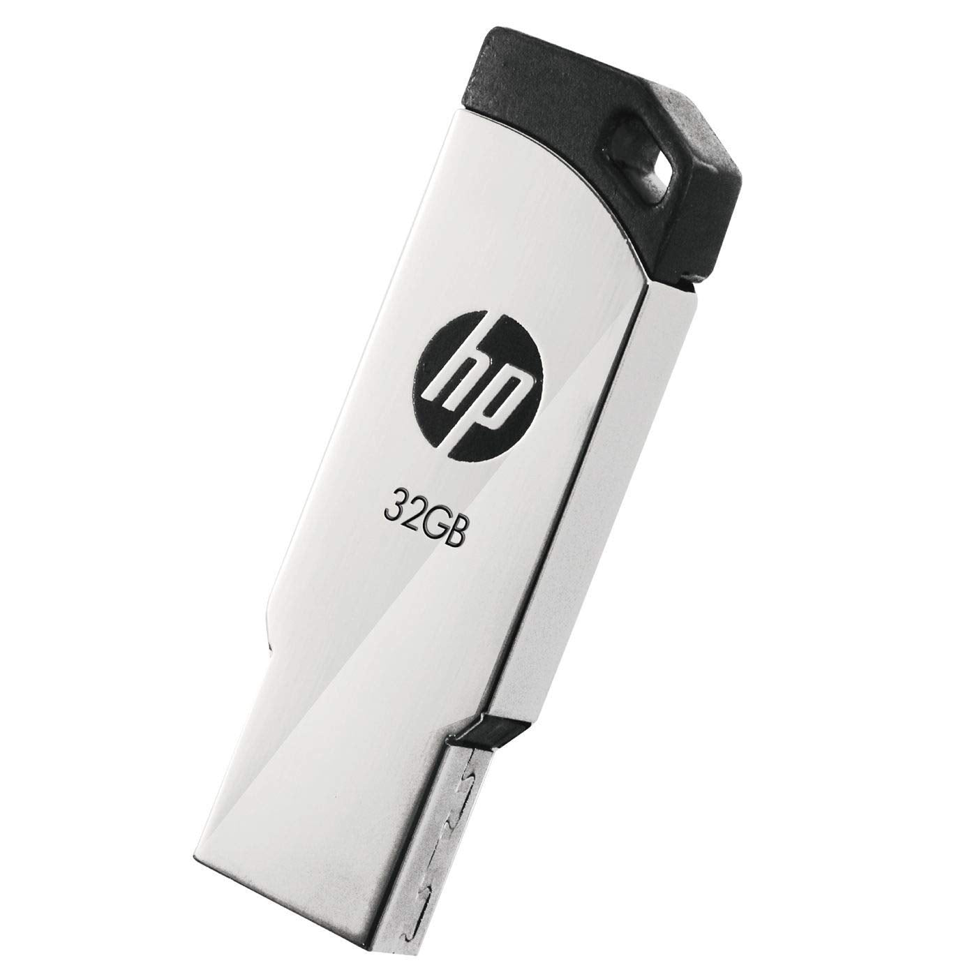 HP V236w 32 GB silver pendrive by FIZZI SHOP, compact USB flash drive with silver casing and keyring loop.