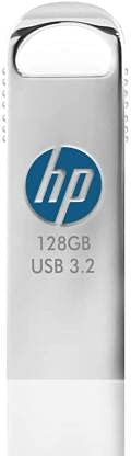 HP x306w 128 GB silver pen drive, compact USB flash drive with sleek design for portable storage.