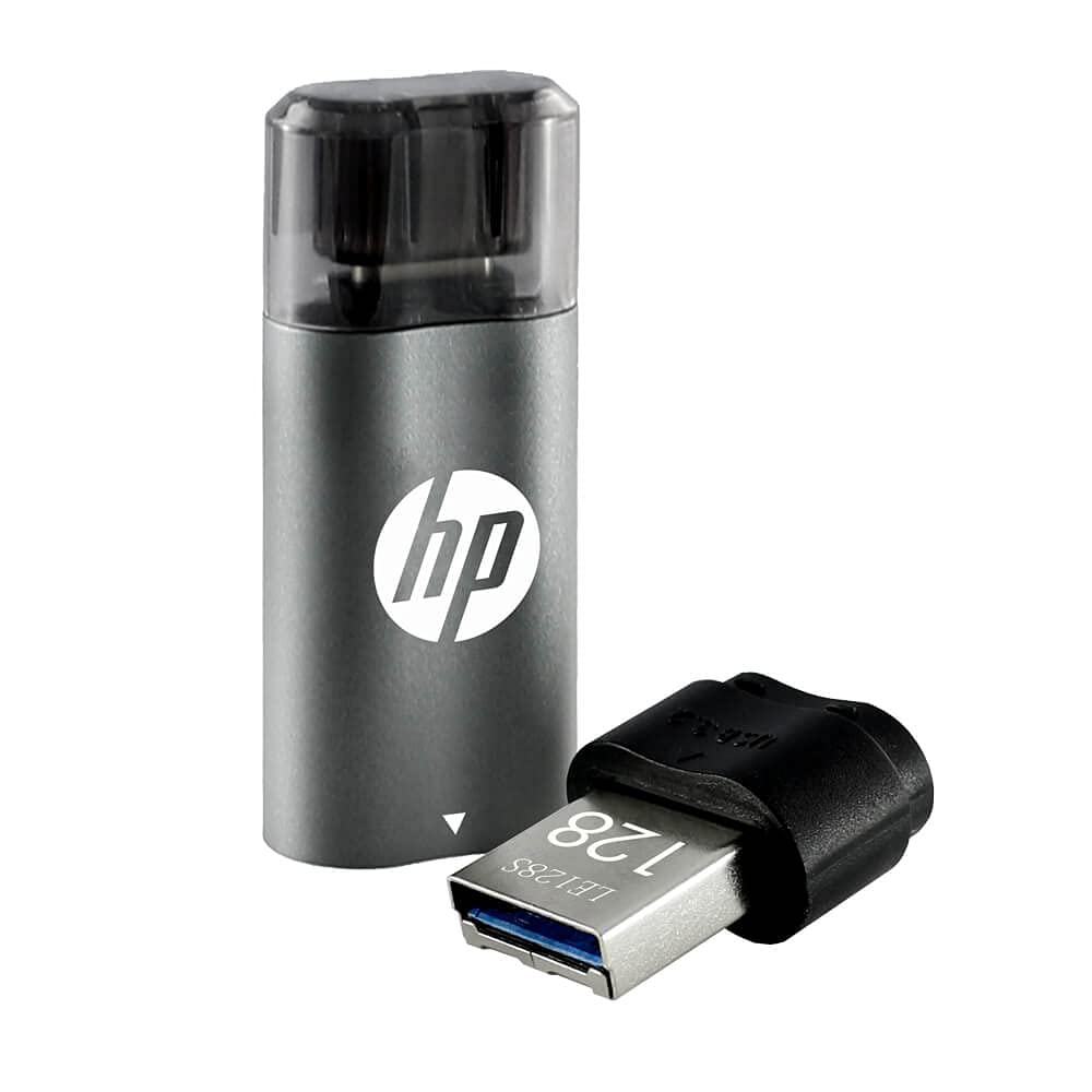 HP x5600C 128GB OTG pendrive by FIZZI SHOP, black Type A to Micro USB portable storage device.