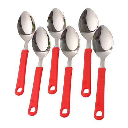 Set of six Wukusy Supermom stainless steel table spoons, shiny and polished for home and kitchen use.