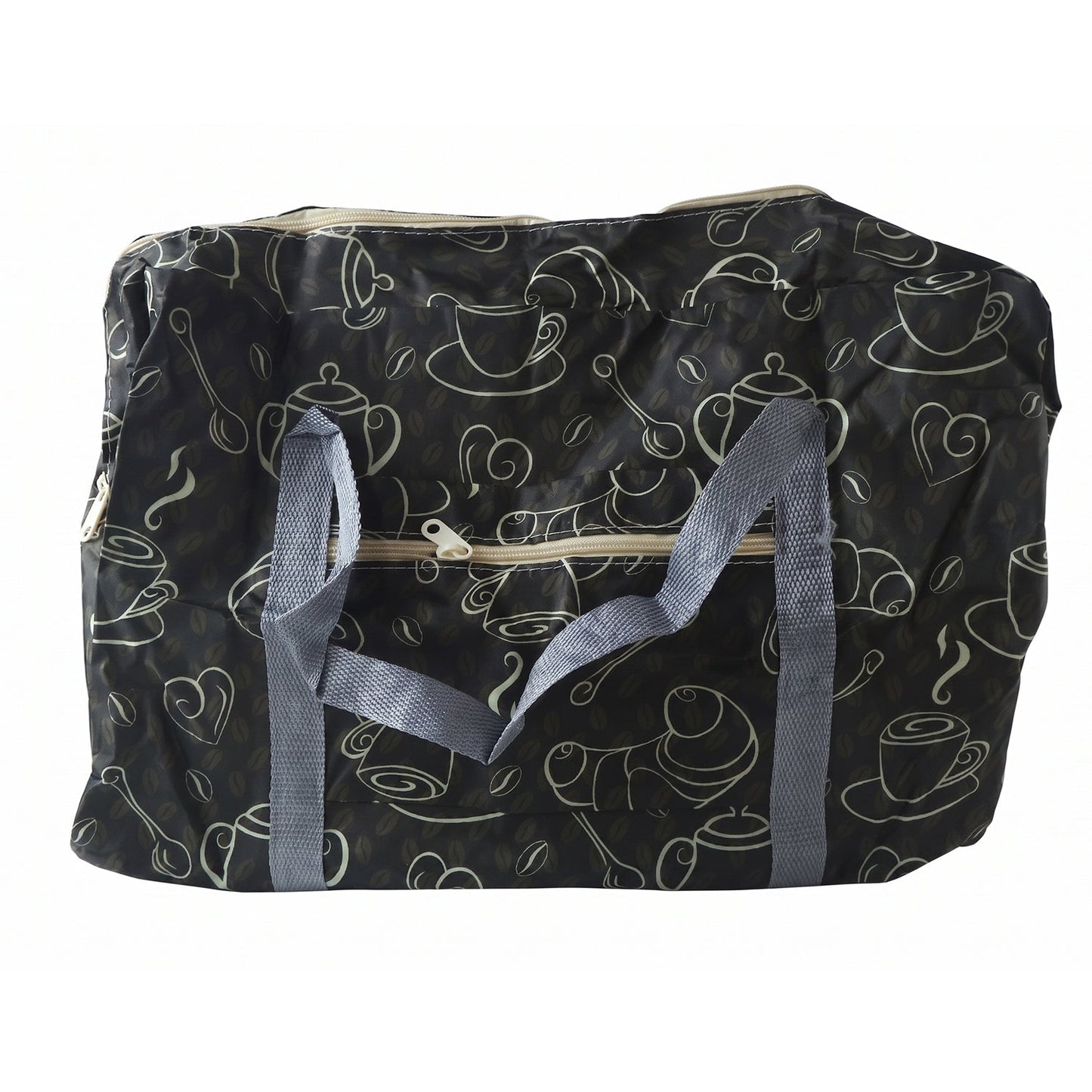 Foldable storage bag by Wukusy, 45x30cm travel organizer with handles, shown in open and closed positions for versatile use.