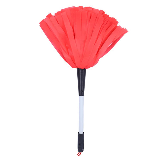 Red FIZZI SHOP fan-shaped feather duster for home, car, kitchen, and office cleaning, versatile multipurpose cleaning tool.