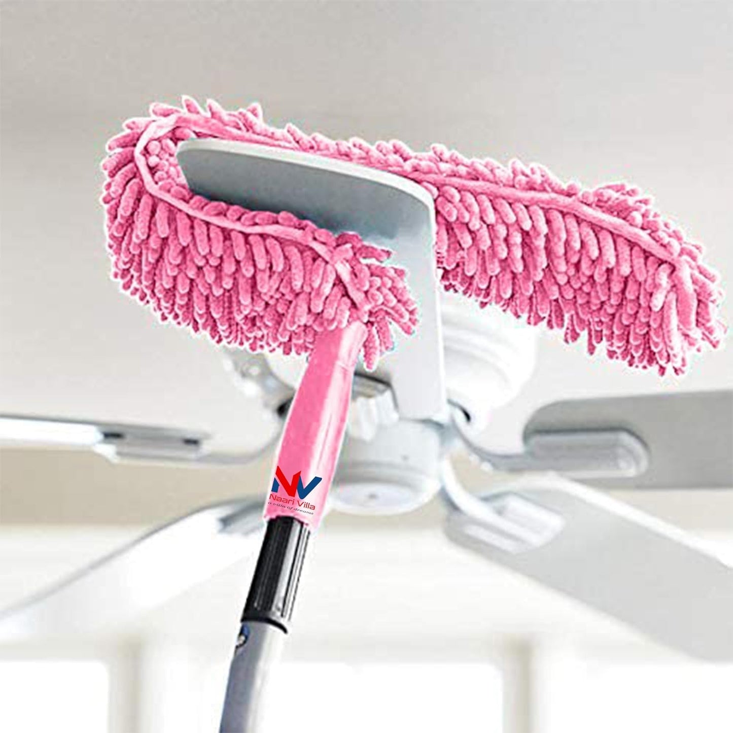 FIZZI SHOP multi-color foldable microfiber fan cleaning duster with steel body, flexible design for easy dusting and cleaning.
