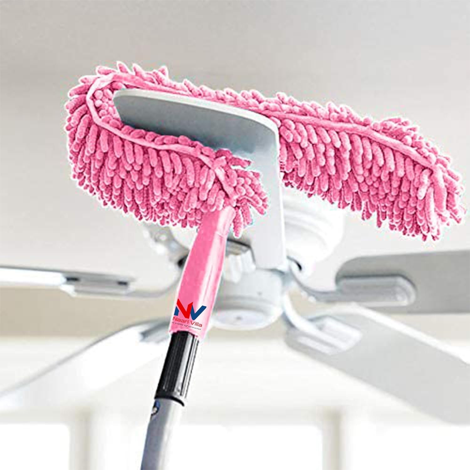 FIZZI SHOP multi-color foldable microfiber fan cleaning duster with steel body, flexible design for easy dusting and cleaning.