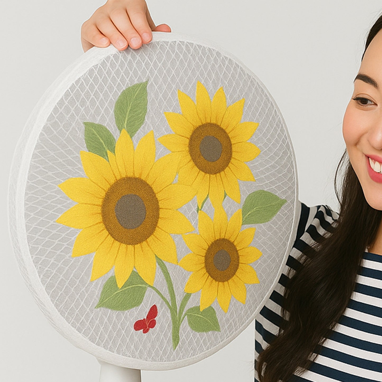 Wukusy decorative fan cover featuring intricate patterns, designed to protect and enhance the appearance of a ceiling fan.