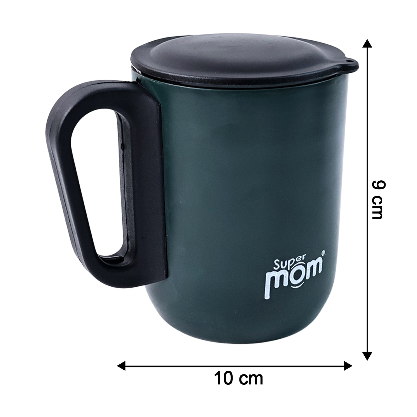 Wukusy Supermom metallic stainless steel insulated mug with lid, 300ml capacity, ideal for home and travel use