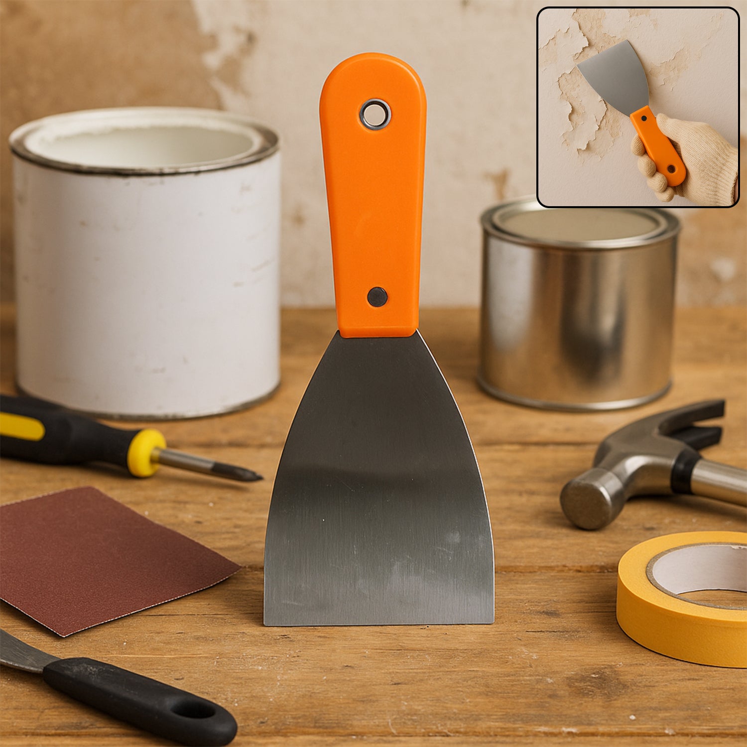 Wukusy garden putty knife set with soft rubber handle, single versatile tool for scraping and applying materials.