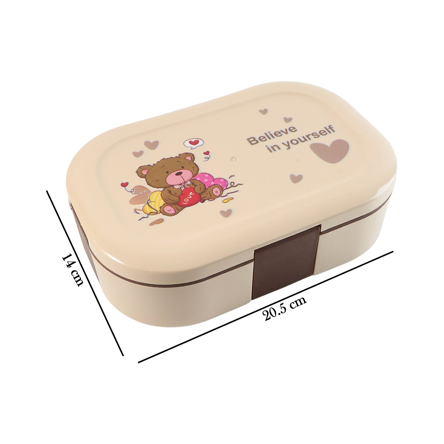Wukusy cute teddy printed kids lunch box with 500ml capacity, featuring a playful teddy bear design in vibrant colors.