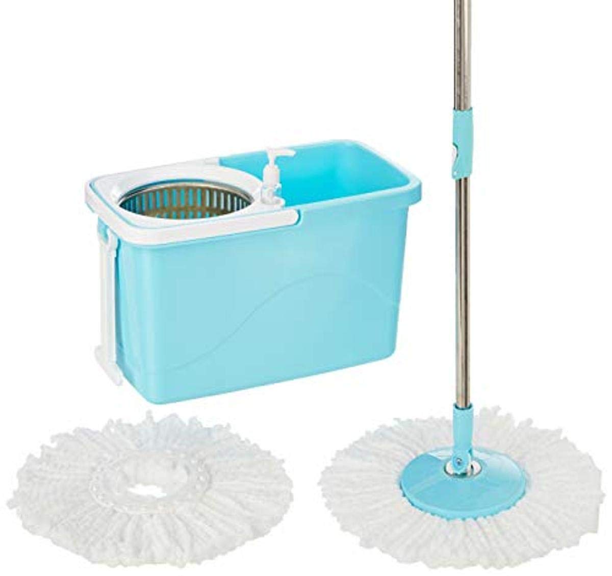 FIZZI SHOP Seasons Spin Mop with rectangular bucket, steel basket, and wheels for easy floor cleaning.