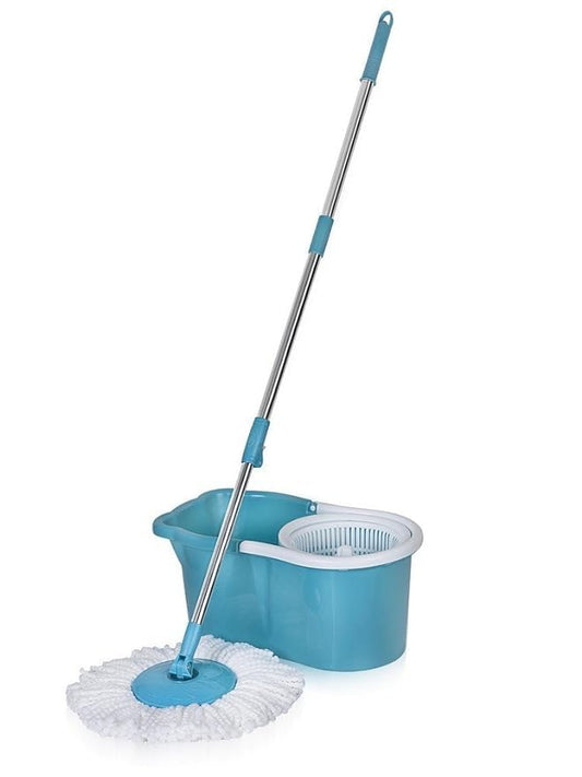FIZZI SHOP Seasons mop with four wheels, large bucket, and two microfiber refills for effective floor cleaning.