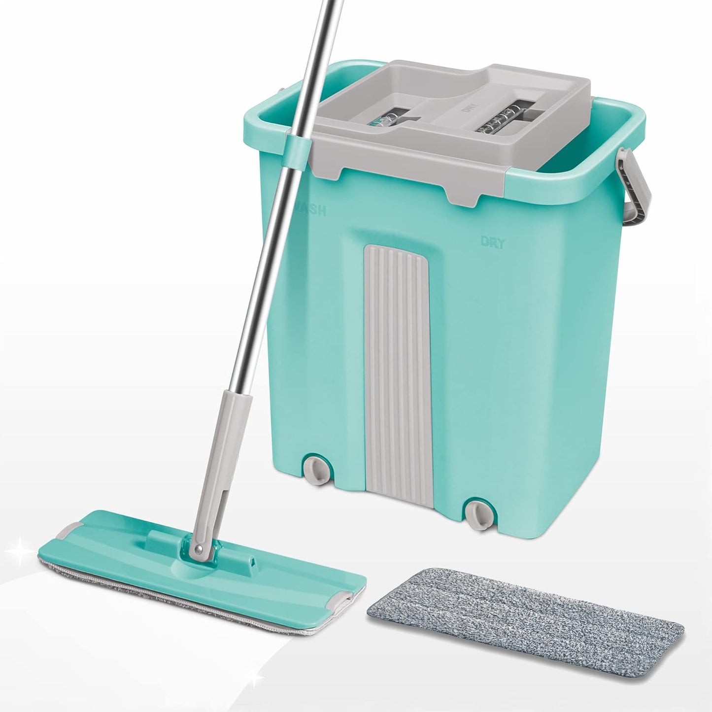 Seasons Milton Sterling flat mop set in gold for floor cleaning, featuring a mop head and handle, by FIZZI SHOP.