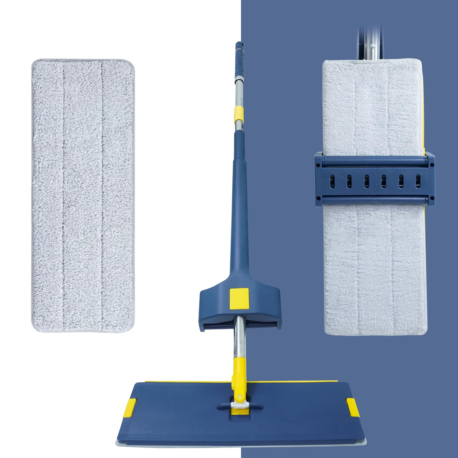 Blue FIZZI SHOP Seasons Microfiber Slider Squeeze Flat Mop for effective floor cleaning, shown in a close-up image.