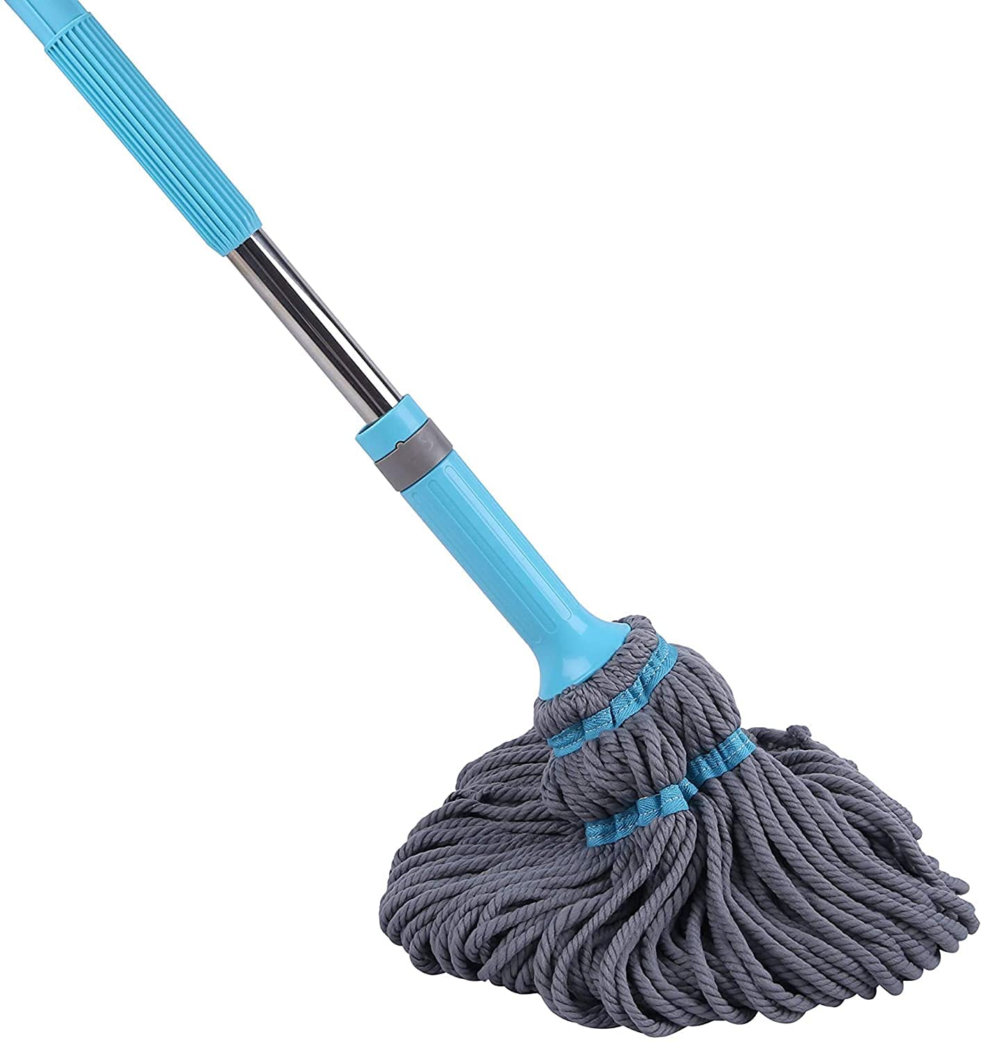 Blue FIZZI SHOP microfiber twist mop for floor cleaning, featuring a sturdy handle and absorbent microfiber head for dust and dirt removal.