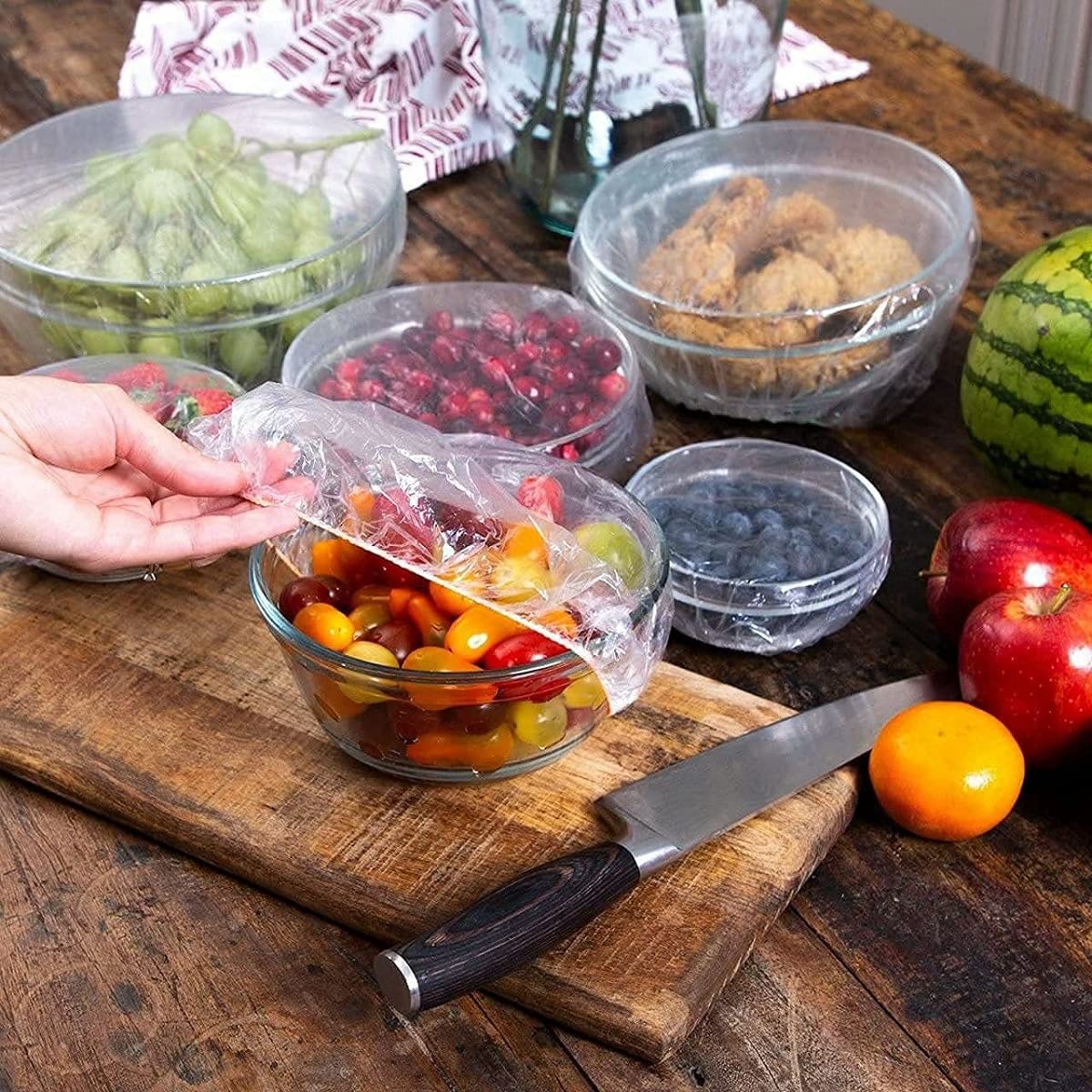 Set of 100 reusable elastic food storage covers and fresh keeping bags for kitchen and food preservation by Drpshippr.
