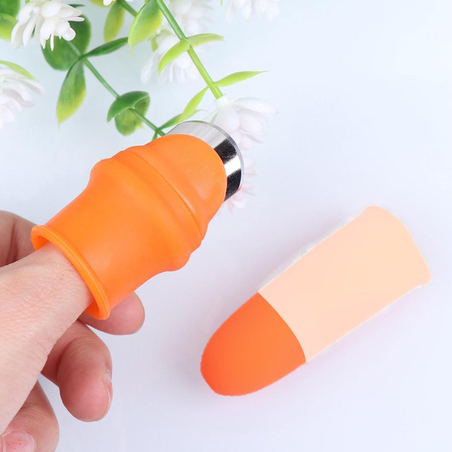 Wukusy 5-piece vegetable thumb cutter set with sharp blades for precise slicing, ideal for home kitchen vegetable preparation.