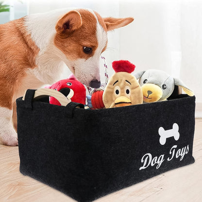 Wukusy pet toy storage basket in white, 39x29x17 cm, made of durable fabric, ideal for organizing pet toys at home.