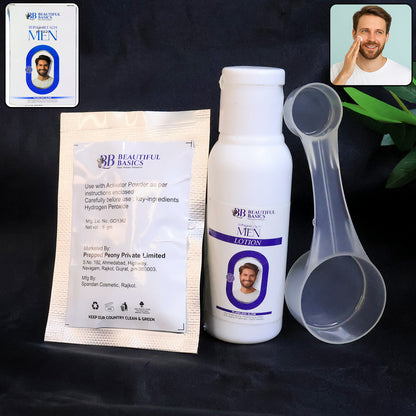 Wukusy Beautiful Basics men's bleach cream kit with applicator and cream jars, used for hair lightening and bleaching at home.