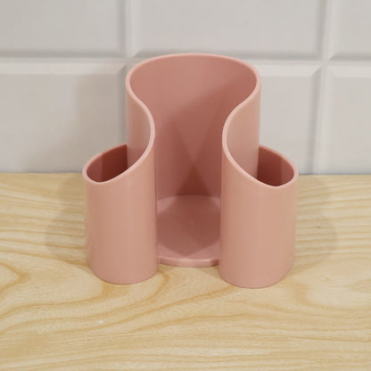Wukusy plastic cosmetic desktop organizer caddy holding cotton pads and makeup tools, compact and clear for bathroom or vanity use